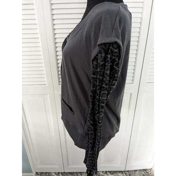 Lole Women's sz M Mixed Media Cotton Modal Grey Sweatshirt Pullover Burnout - Picture 5 of 15